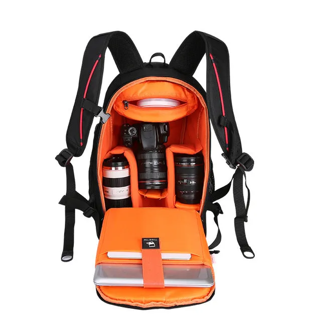 Multifunctional Waterproof Camera Backpack - Black,Orange