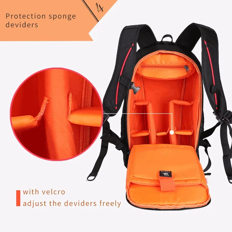 Multifunctional Waterproof Camera Backpack - Black,Orange