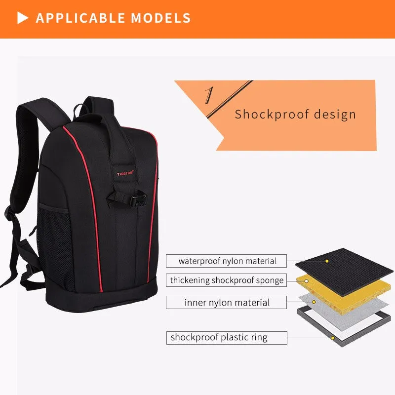 Multifunctional Waterproof Camera Backpack - Black,Orange