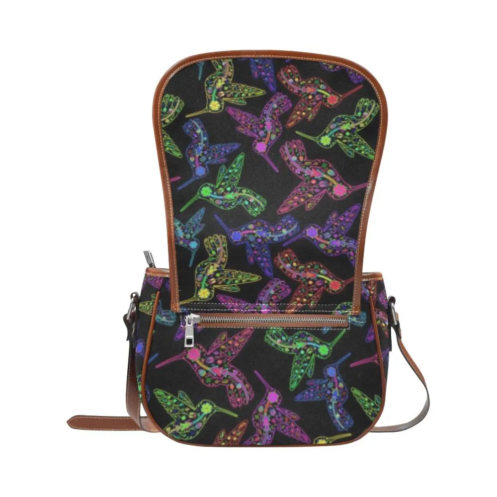 Neon Floral Hummingbirds Saddle Bag/Small