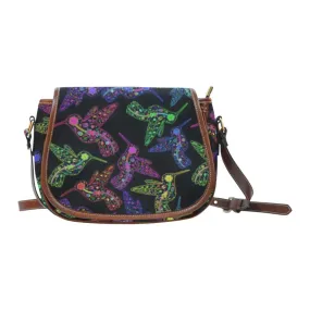 Neon Floral Hummingbirds Saddle Bag/Small