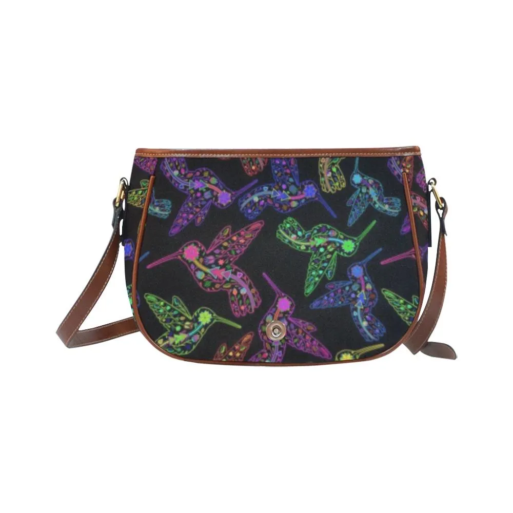 Neon Floral Hummingbirds Saddle Bag/Small