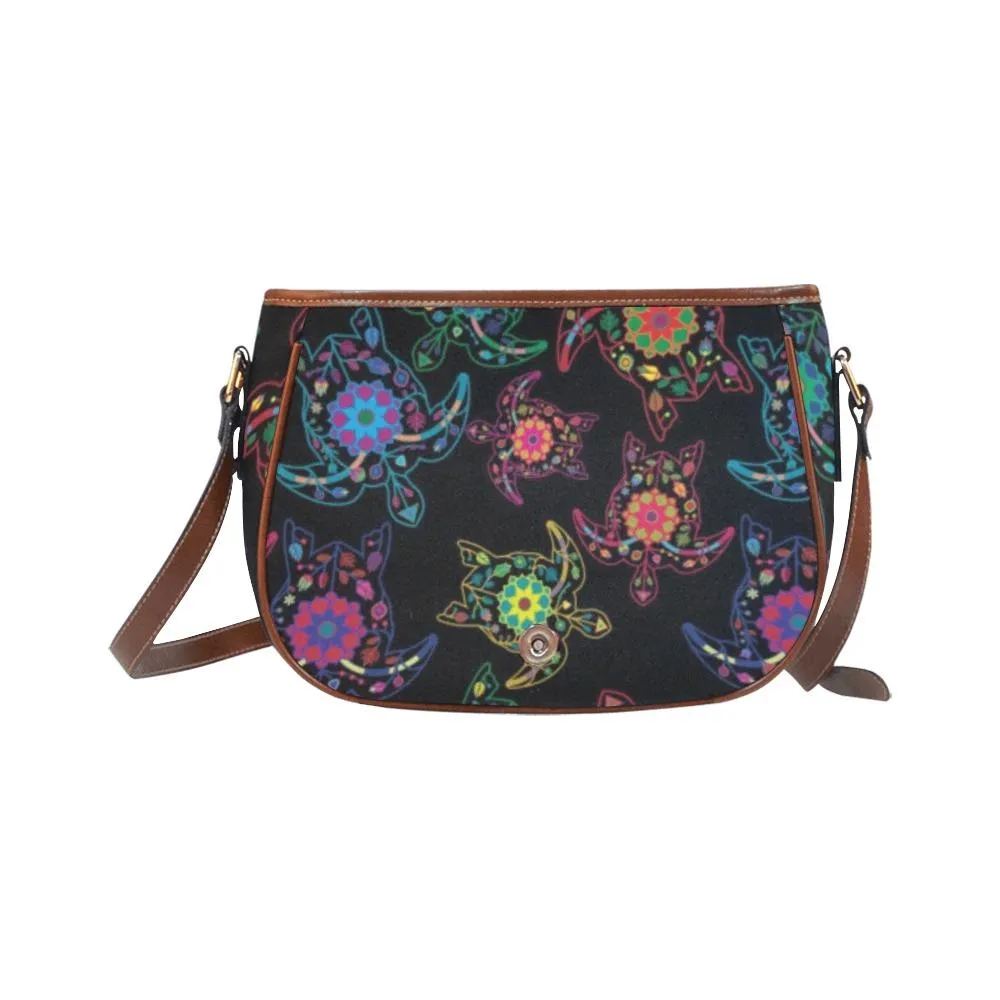 Neon Floral Turtles Saddle Bag/Large