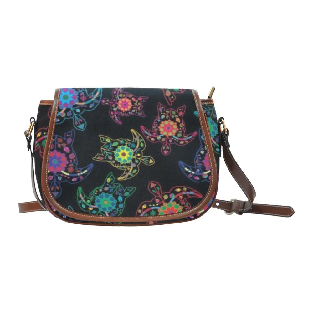 Neon Floral Turtles Saddle Bag/Large