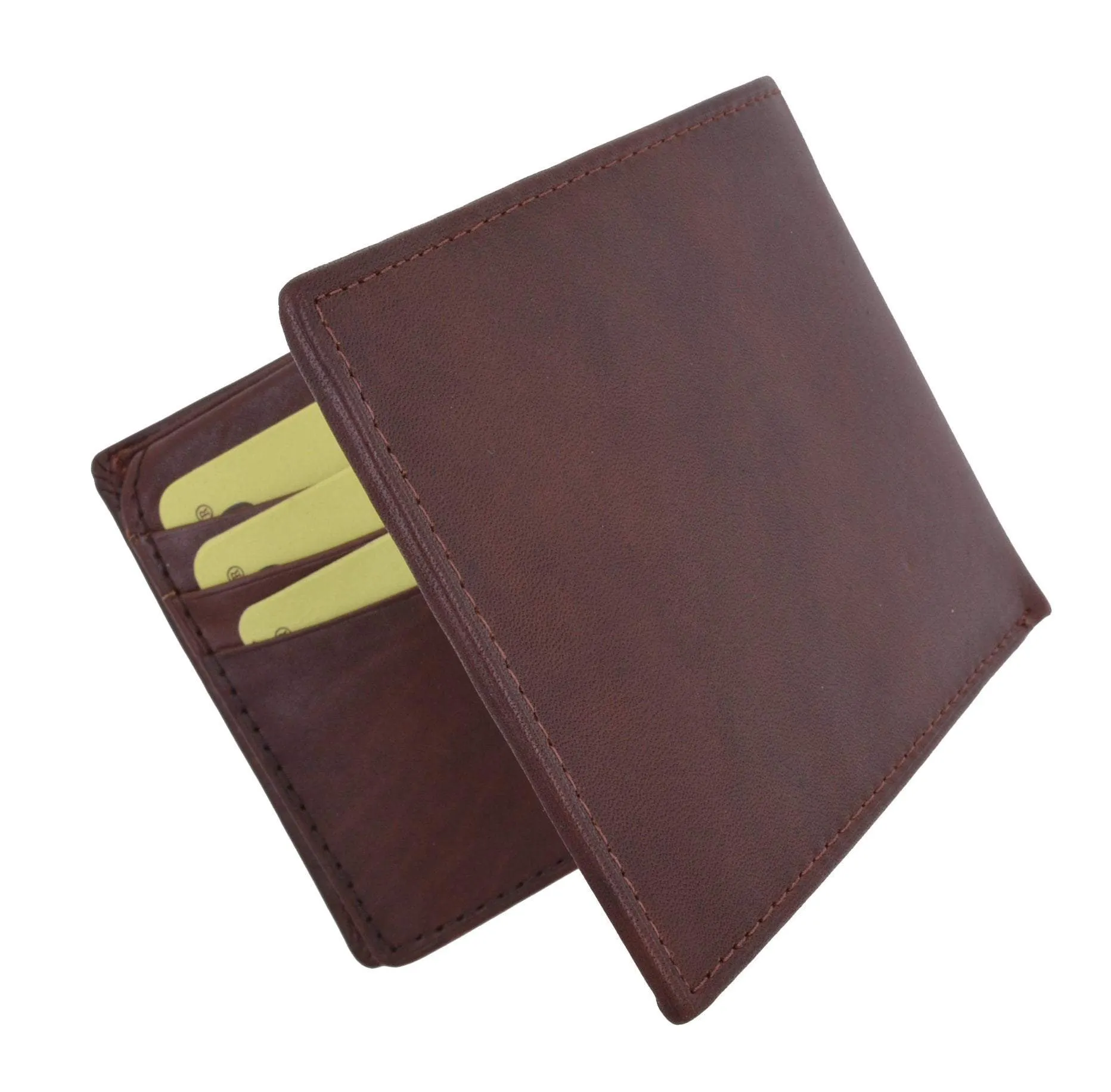 New Cavelio High Quality Mens Genuine Leather Flap Up ID Card Holder Bifold Wallet 730053 (C)