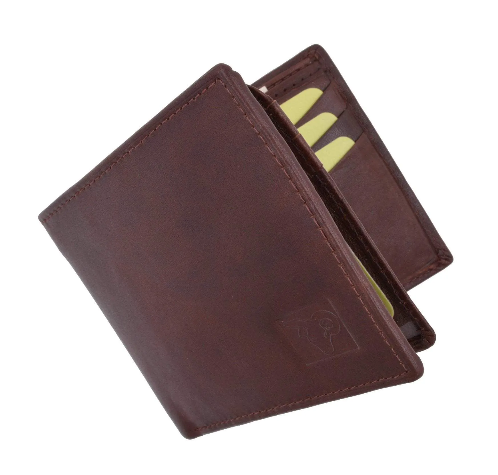 New Cavelio High Quality Mens Genuine Leather Flap Up ID Card Holder Bifold Wallet 730053 (C)