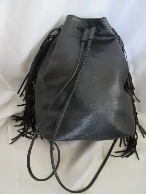 NEW VICTORIA'S SECRET Vegan Fringe BACKPACK RUCKSACK BLACK Book BAG Daytripper