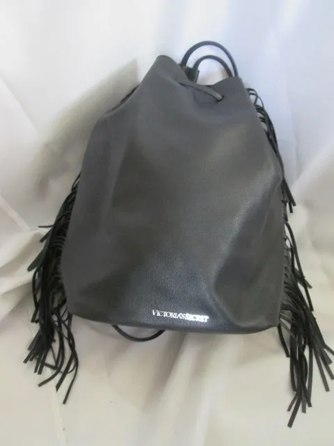 NEW VICTORIA'S SECRET Vegan Fringe BACKPACK RUCKSACK BLACK Book BAG Daytripper