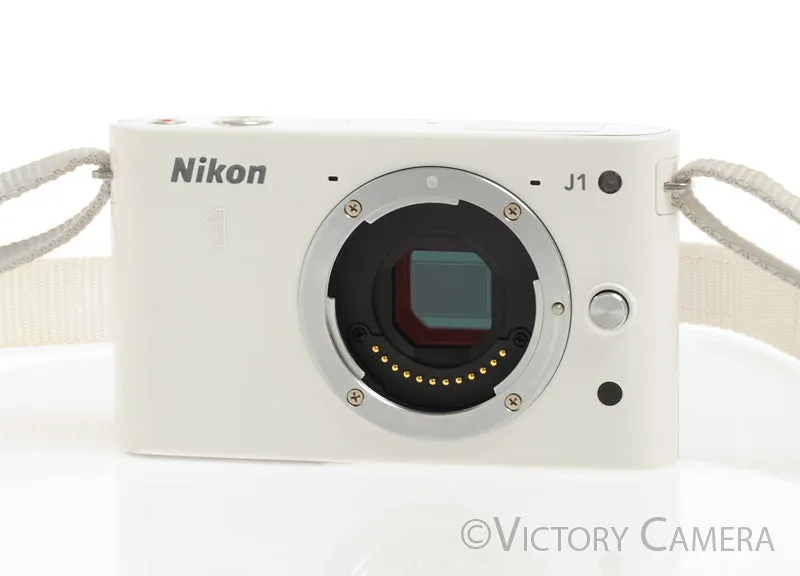 Nikon 1 J1 White Mirrorless 10.1MP Digital Camera Body -Clean-