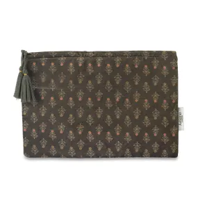 North Grey Floral Velvet Pouch