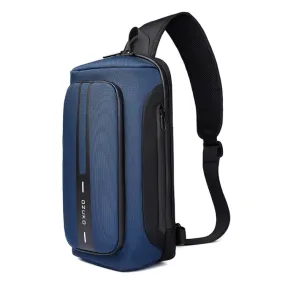 Ozuko 9315 Outdoor Waterproof Men Business Chest Bag Anti-theft Shoulder Messenger Bag with External USB Charging Port(Dark Blue)