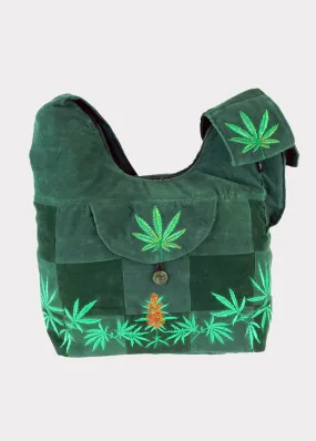 Patchwork Saddle Bag with Ganja leaf Embroidery