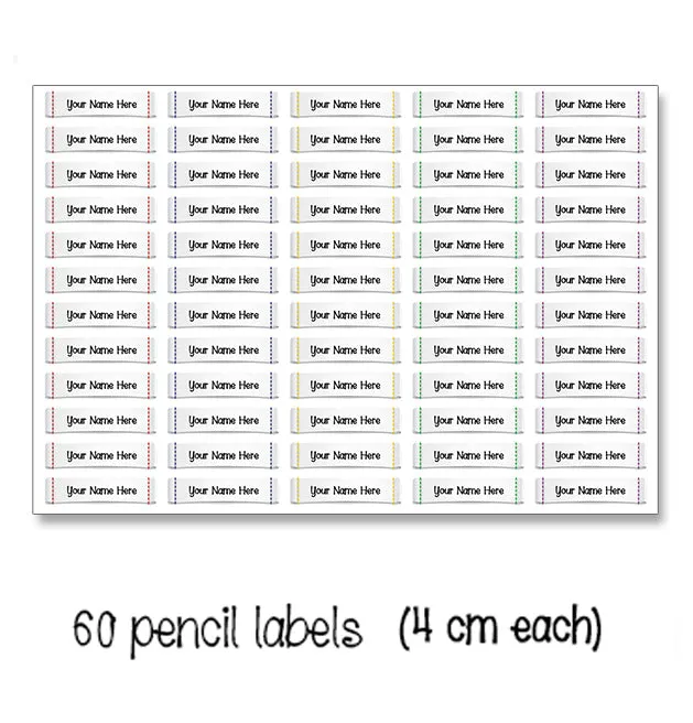 Pencil waterproof school labels