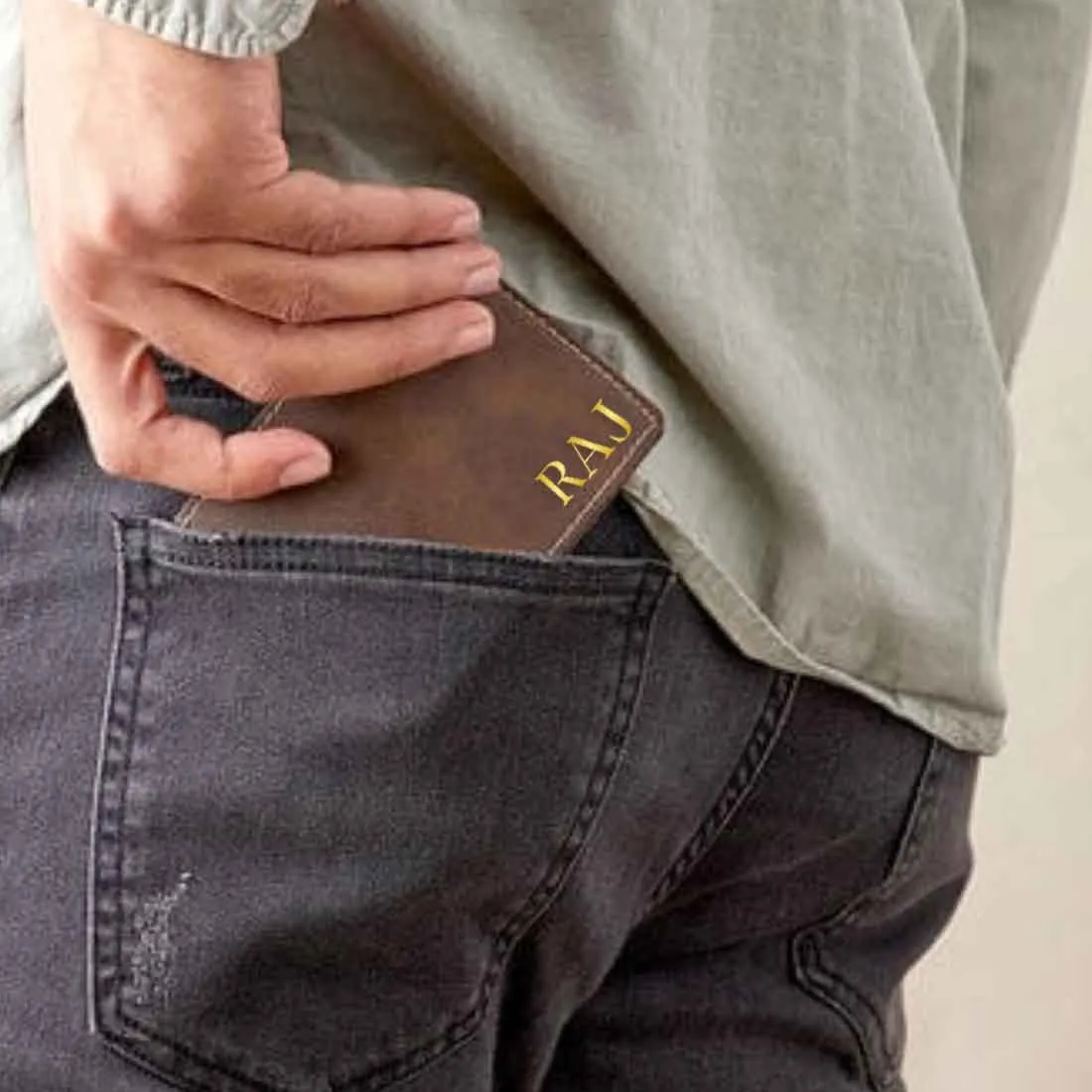 Personalized Mens Wallet With Name Printed for Gents Purse