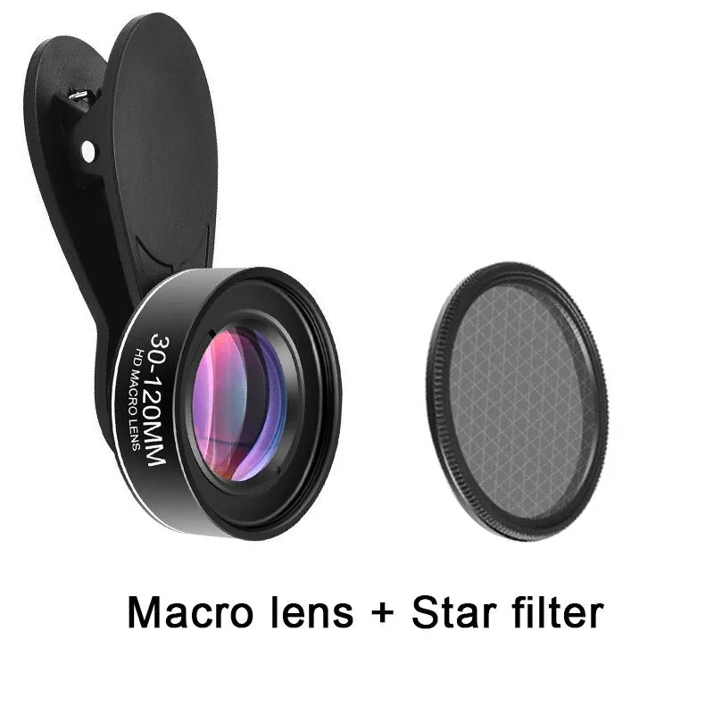 Phone Camera Lens 30-120mm Macro Lens Long Distance 4K HD Mobile Phones Accessories Lens CPL Star Filter for iPhone X Smartphone