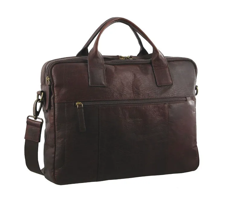 Pierre Cardin - PC2807 Rustic Leather Work/Computer Bag - Chestnut