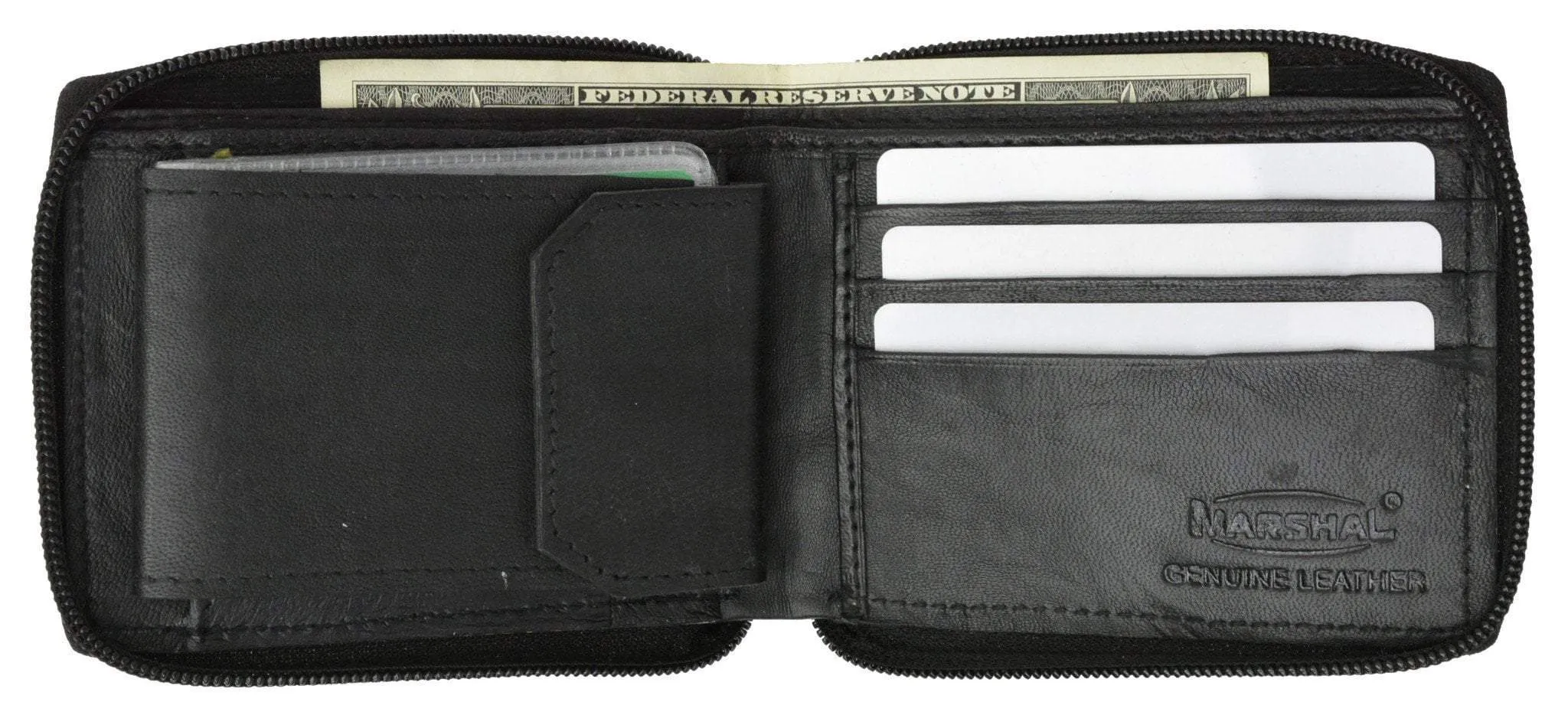 Premium Leather Bifold Zip-Around Card Holder Wallet P 56 (C)