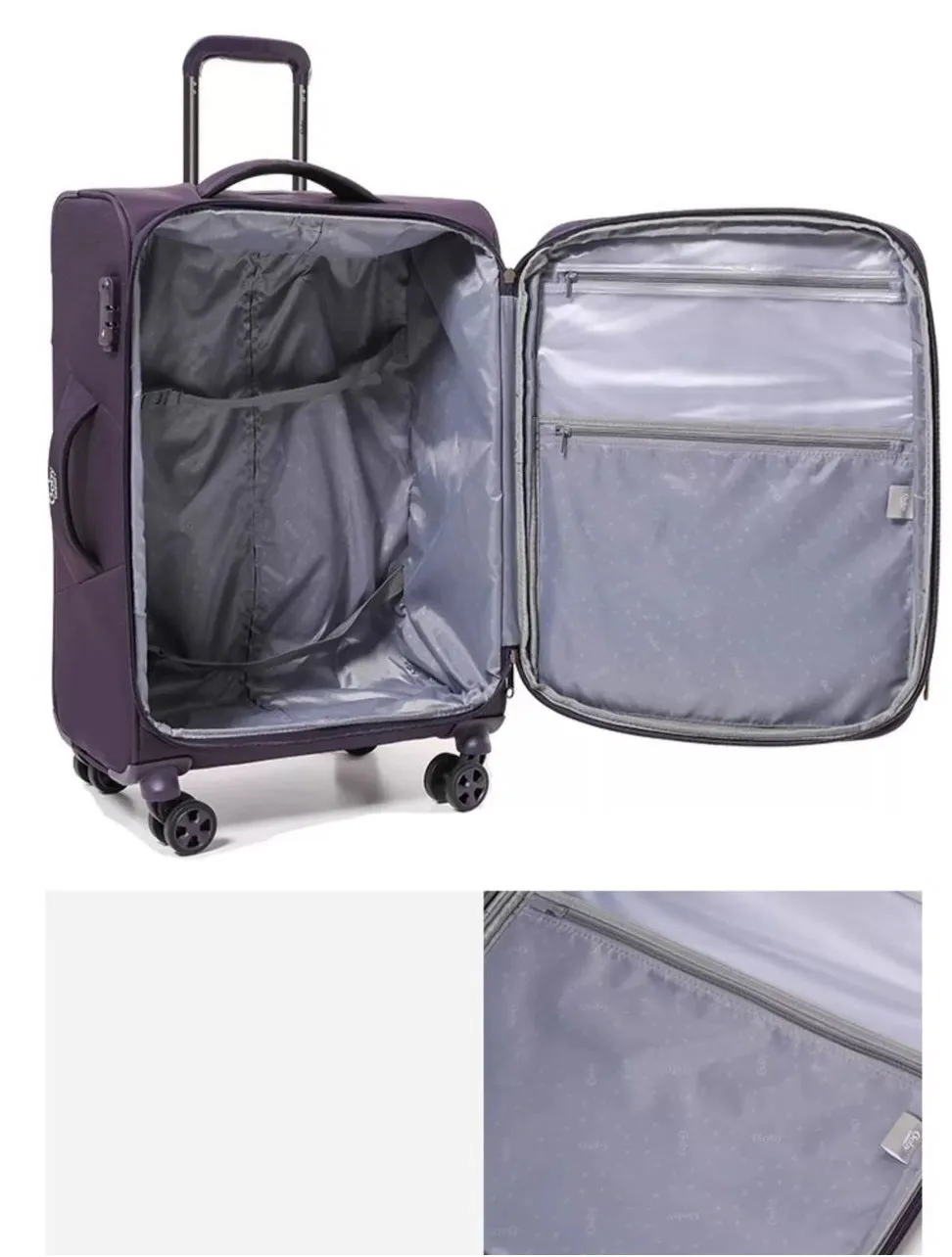 Purple  Goby London Carry-On Luggage Suitcase 3Pcs Sets On Wheels Oxford Luggage 3006