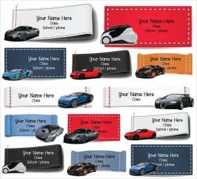 "Cool cars" large waterproof school labels