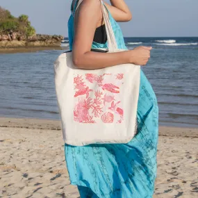 Red Coral Wonders Beach Tote