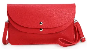 RED ENVELOPE MULTI-POCKET CLUTCH BAG WITH WRISTLET AND LONG SHOULDER STRAP