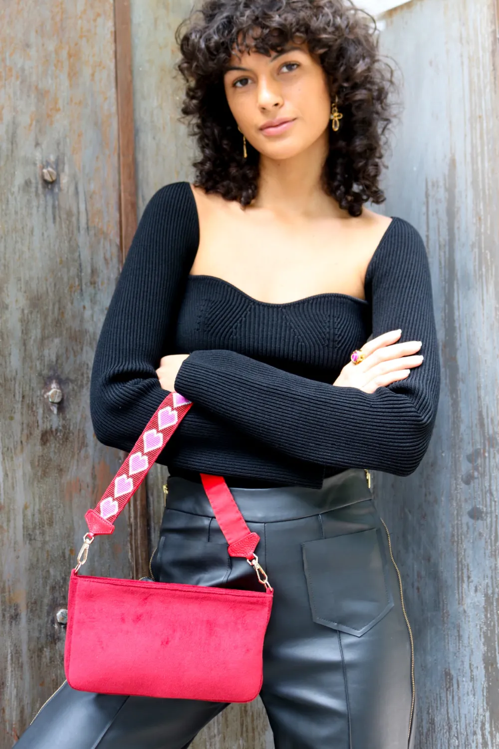 Red Heart Bag in Velvet