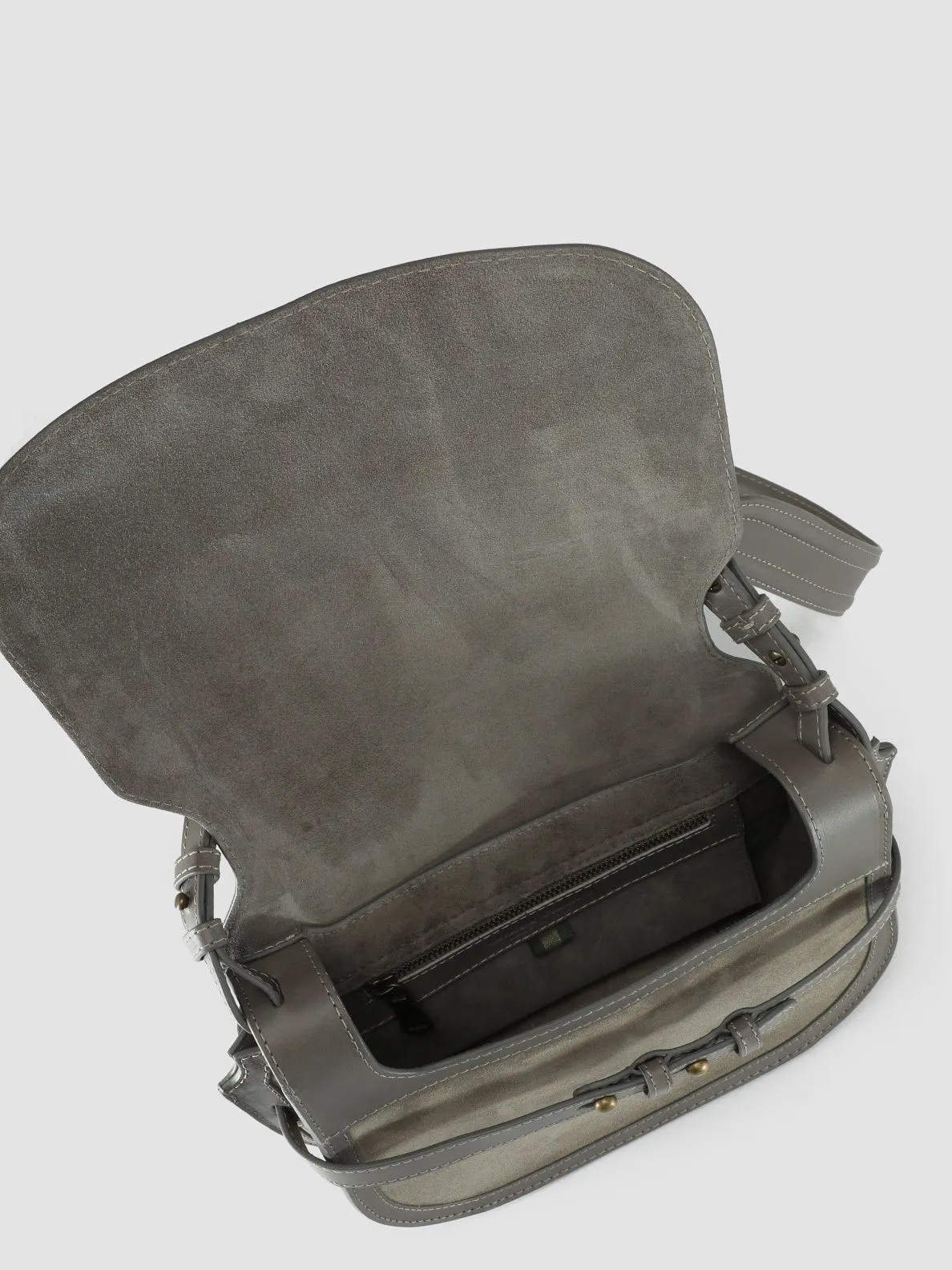 SADDLE 011 - Grey Suede Crossbody Bag