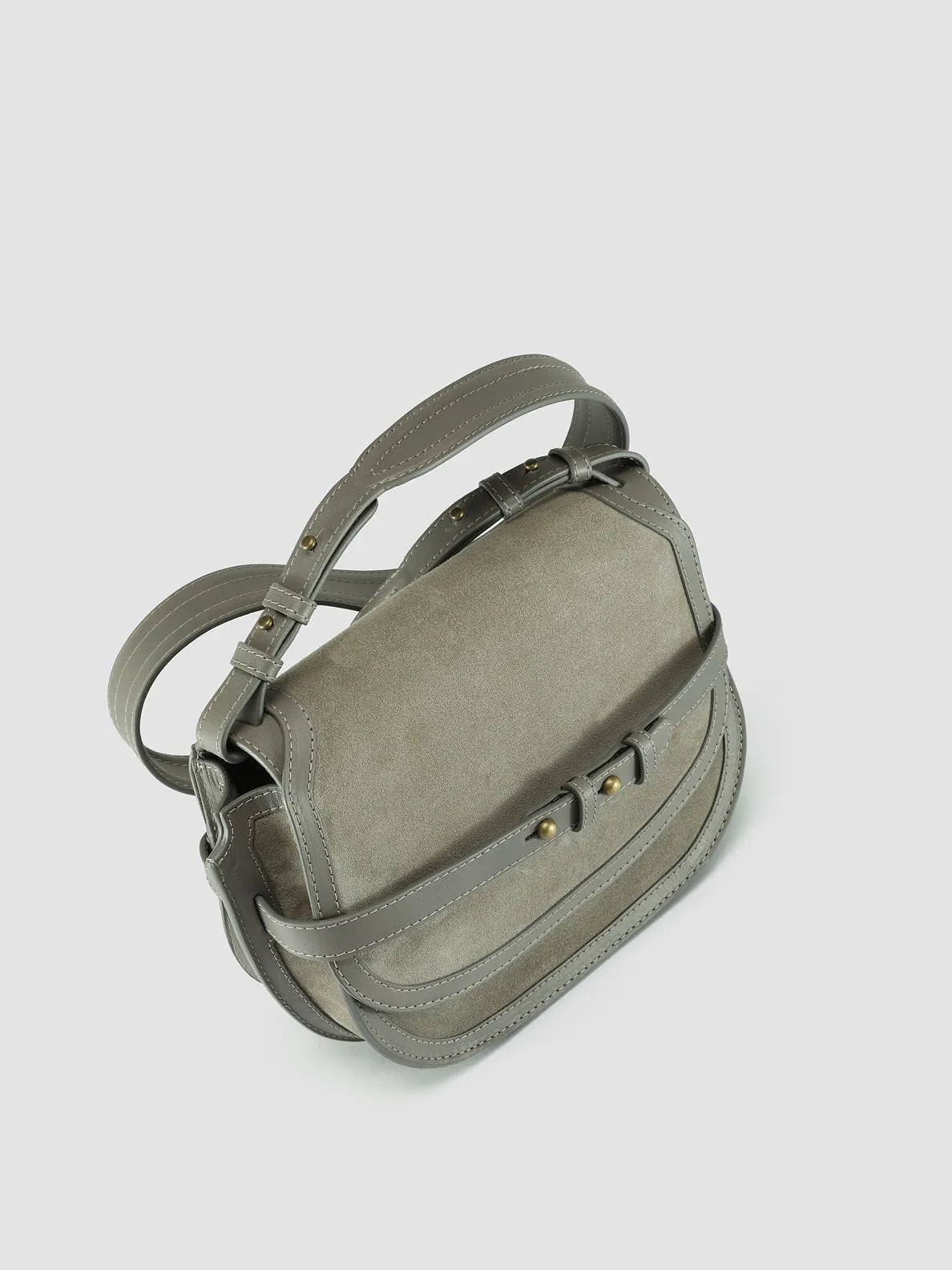 SADDLE 011 - Grey Suede Crossbody Bag