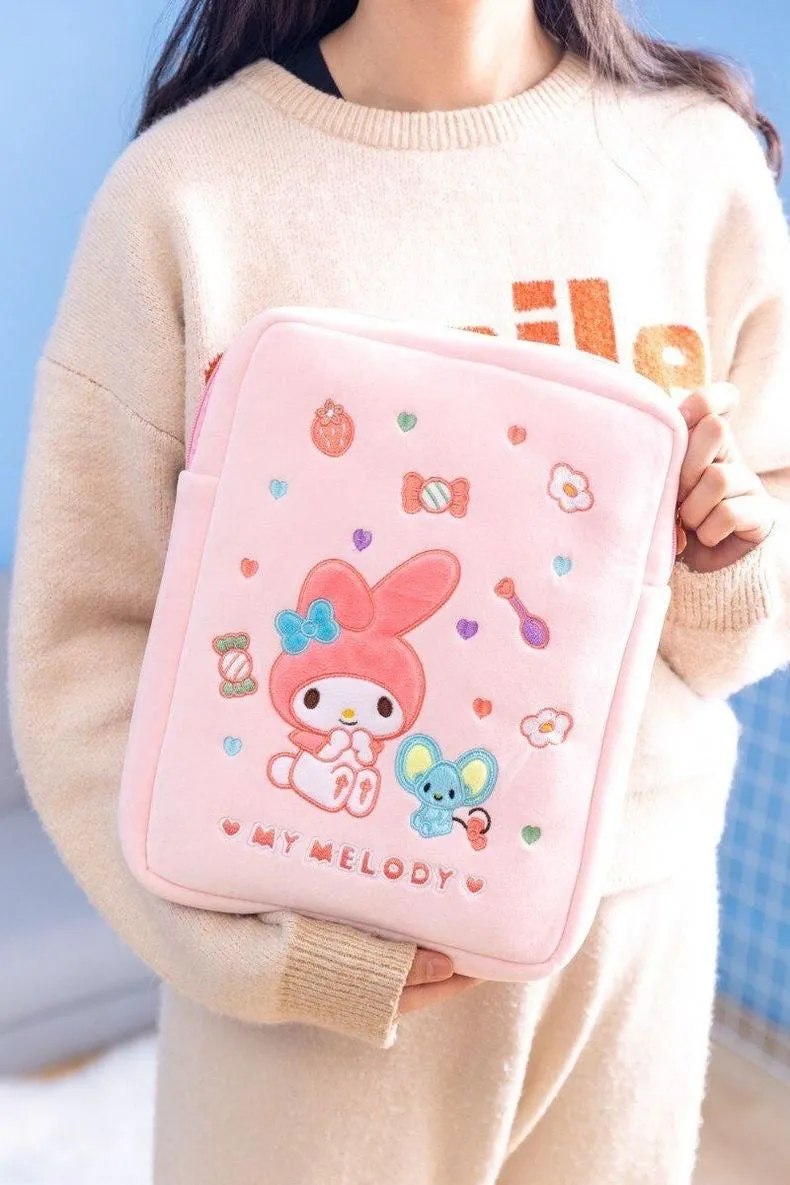 Sanrio iPad Bag & Laptop Bag | Hello Kitty My Melody Kuromi - with embroidery