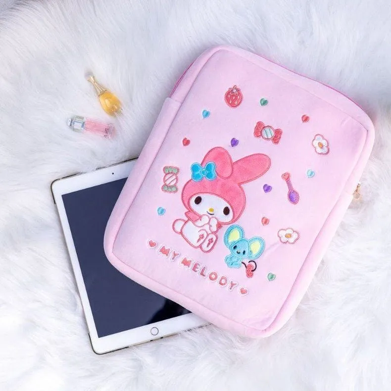 Sanrio iPad Bag & Laptop Bag | Hello Kitty My Melody Kuromi - with embroidery