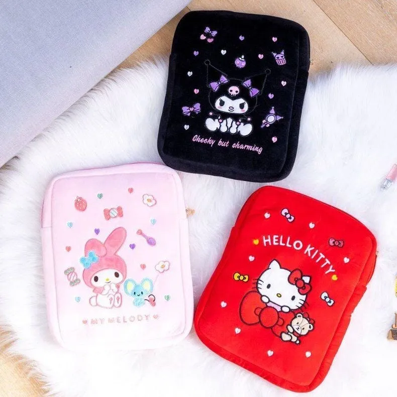 Sanrio iPad Bag & Laptop Bag | Hello Kitty My Melody Kuromi - with embroidery