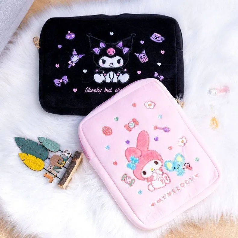 Sanrio iPad Bag & Laptop Bag | Hello Kitty My Melody Kuromi - with embroidery