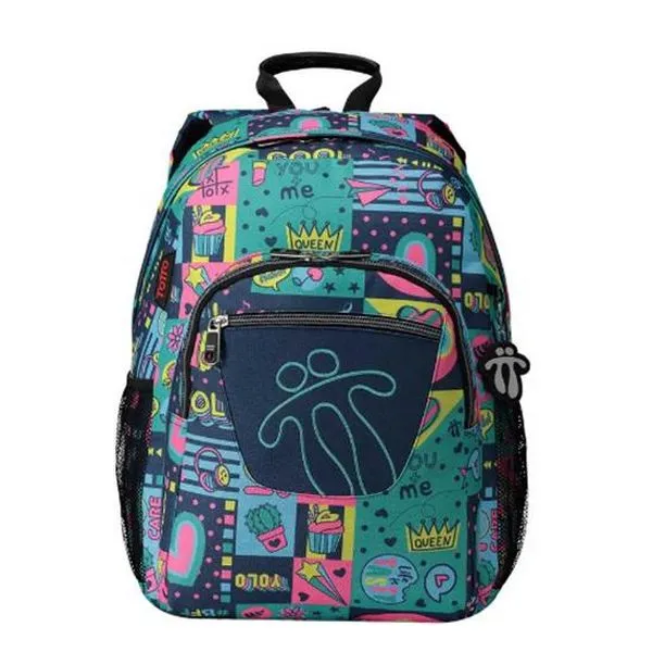 School Bag Queen Totto Acuareles Green (44 X 35 x 14 cm)