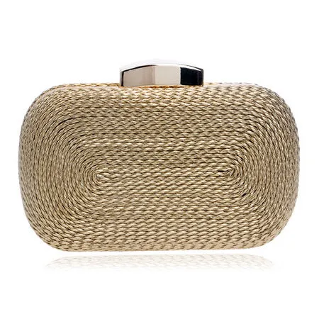 SEKUSA  Knitted Style Vintage Metal Day Clutches Small Purse Evening Bags For Wedding Party Bag