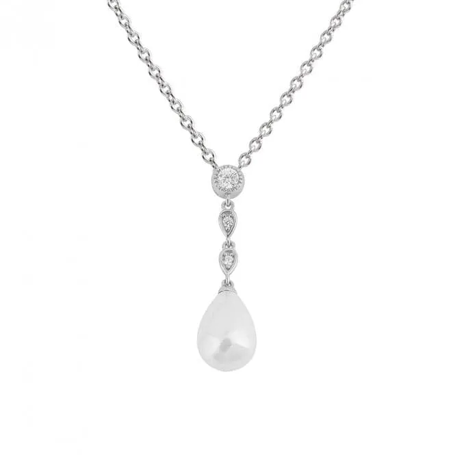 Shell Pearl Chain Drop Zirconia Pendant P5114