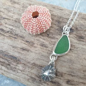 Silver Limpet Shell Seaglass Pendant