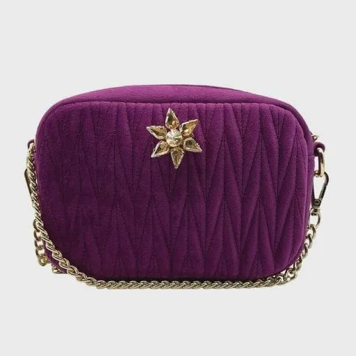 Sixton London Velvet Rivington Bag Purple Star