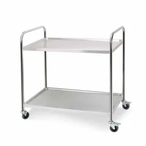 SOGA 2 Tier 81x46x85cm Stainless Steel Kitchen Dining Food Cart Trolley Utility Round Small