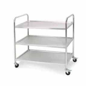 SOGA 3 Tier 81x46x85cm Stainless Steel Kitchen Dinning Food Cart Trolley Utility Round Small