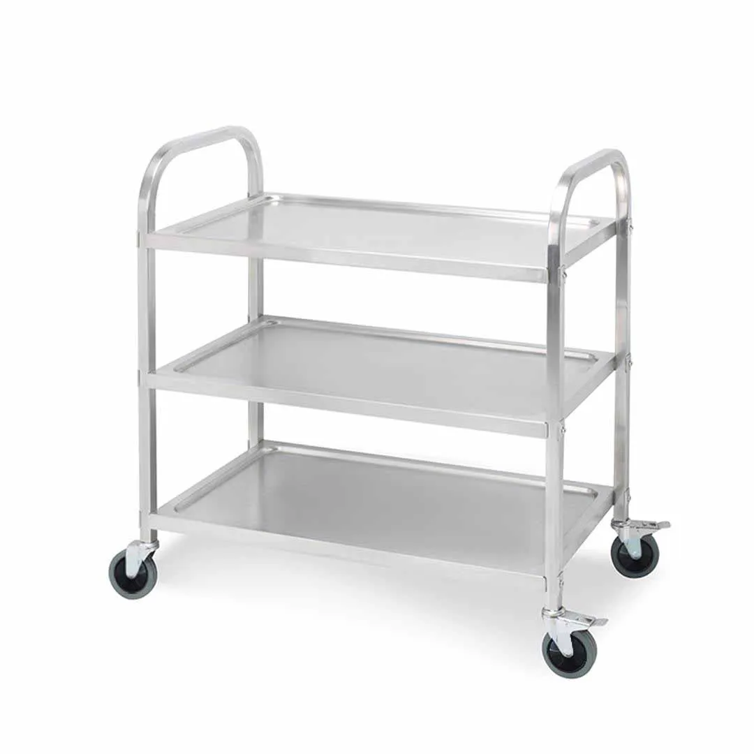 SOGA 3 Tier 95x50x95cm Stainless Steel Kitchen Dinning Food Cart Trolley Utility Size Large