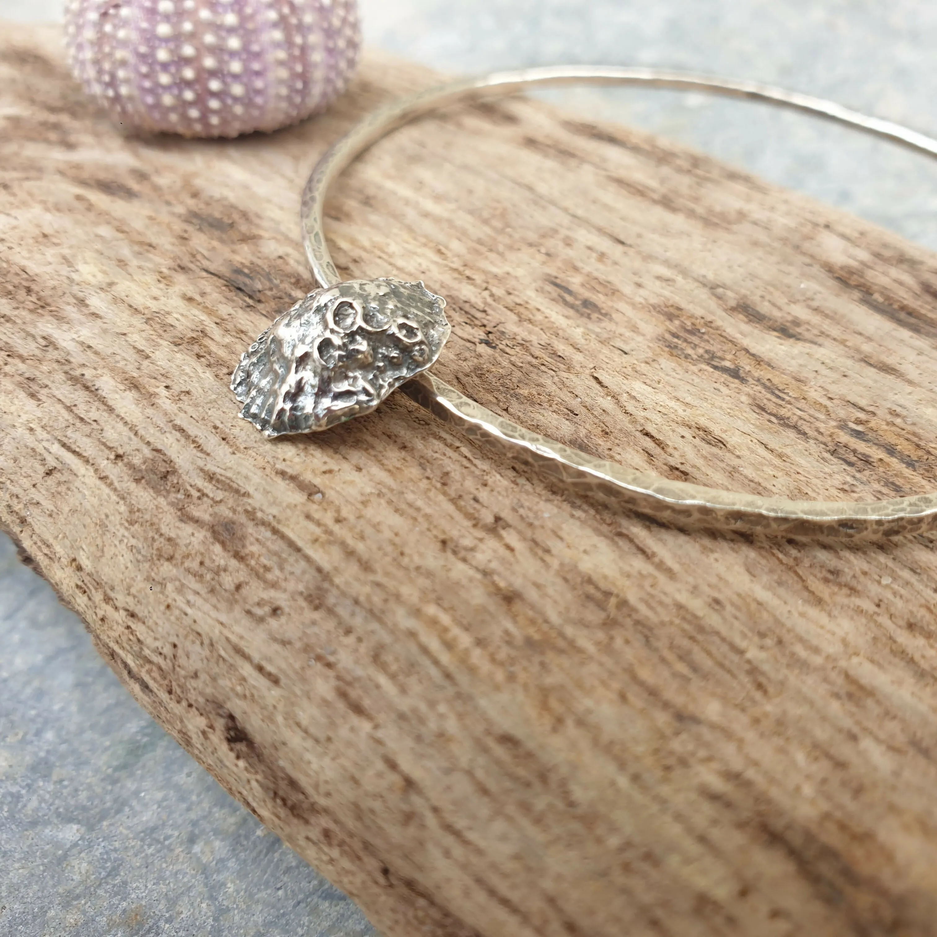 Sterling Silver Bangle With Limpet Shell Charm