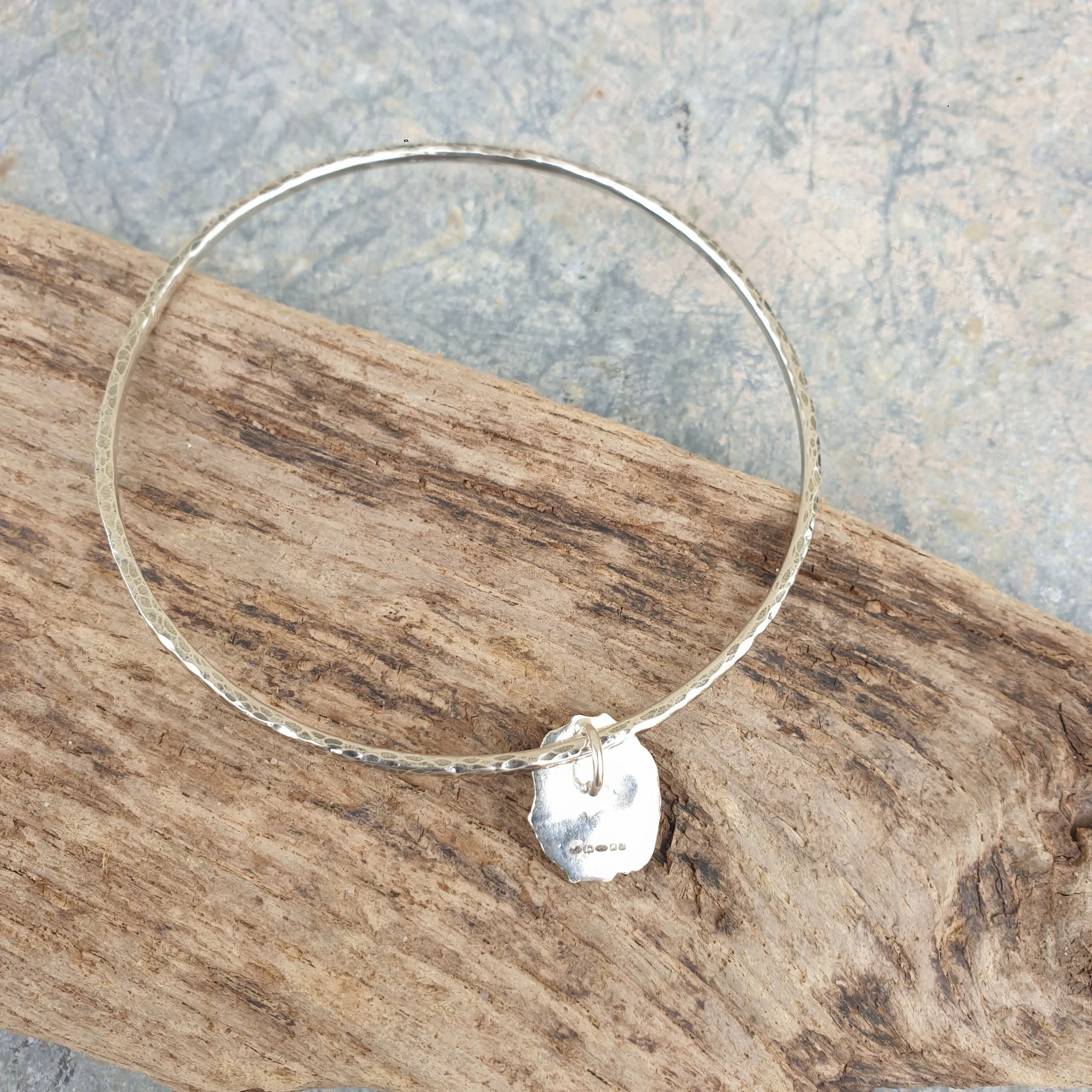 Sterling Silver Bangle With Limpet Shell Charm