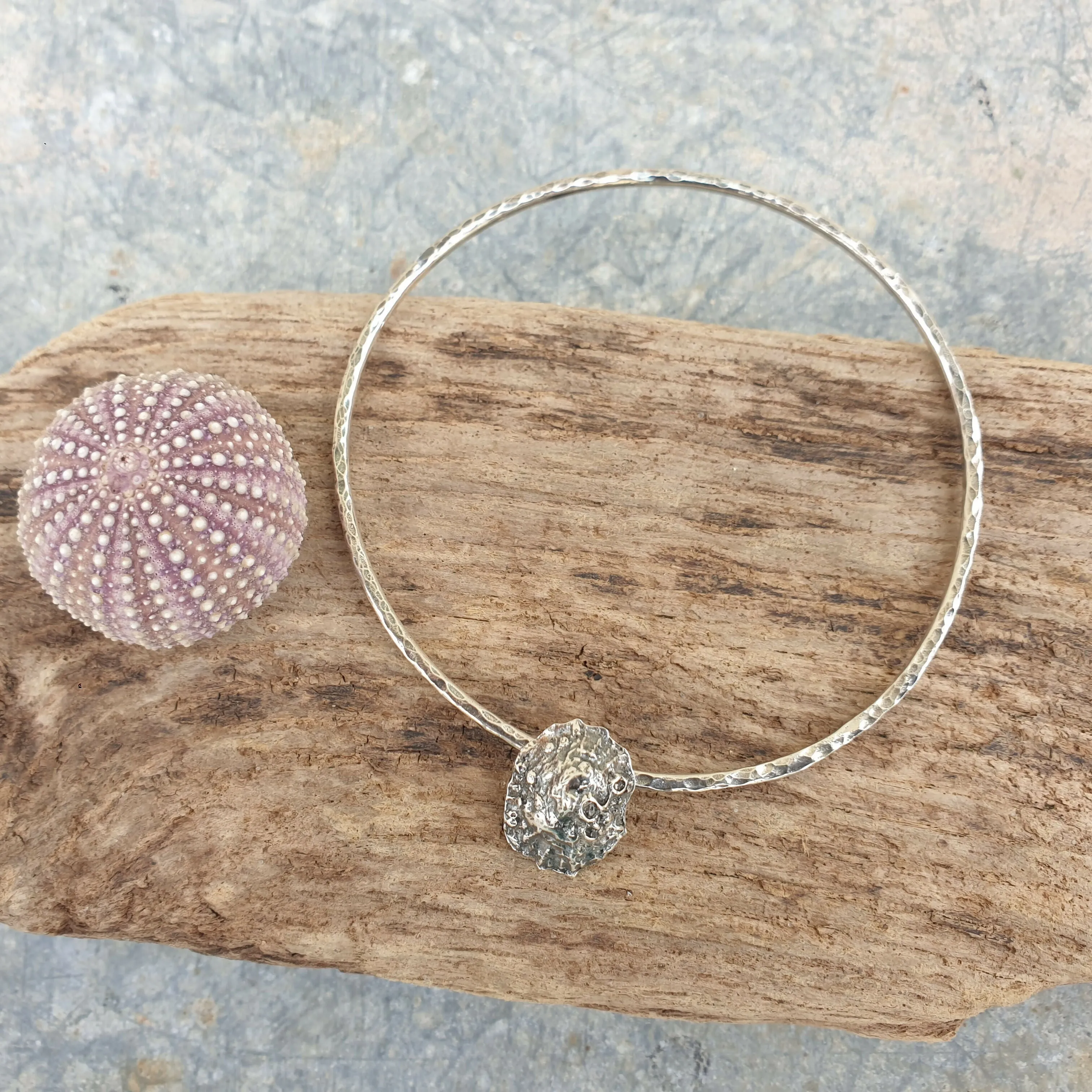 Sterling Silver Bangle With Limpet Shell Charm