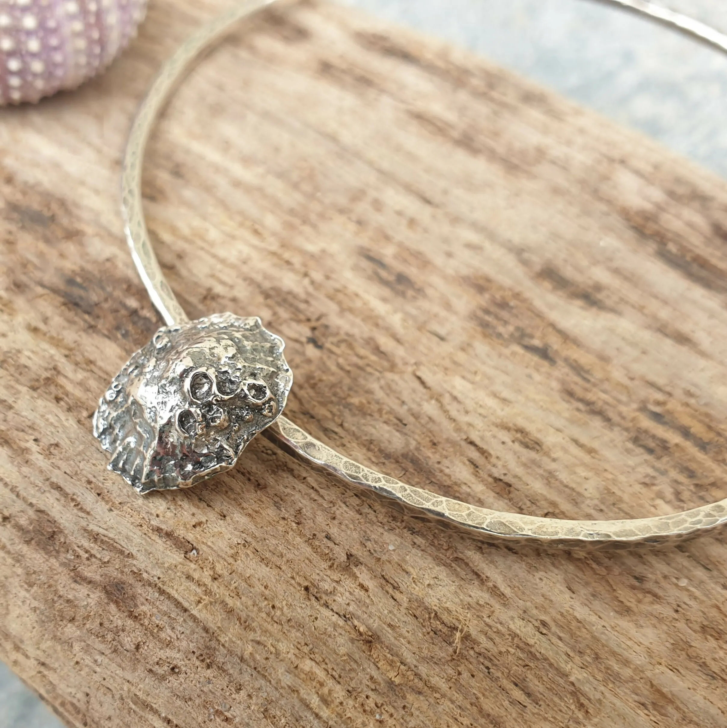 Sterling Silver Bangle With Limpet Shell Charm