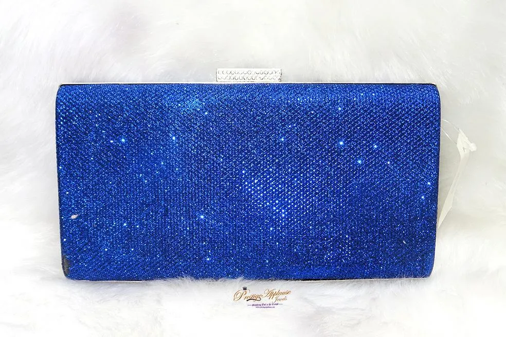 Stylish Blue Rhinestone Clutch Bag - Womens Bridal Crystal Evening Handbag for Wedding Prom and Parties