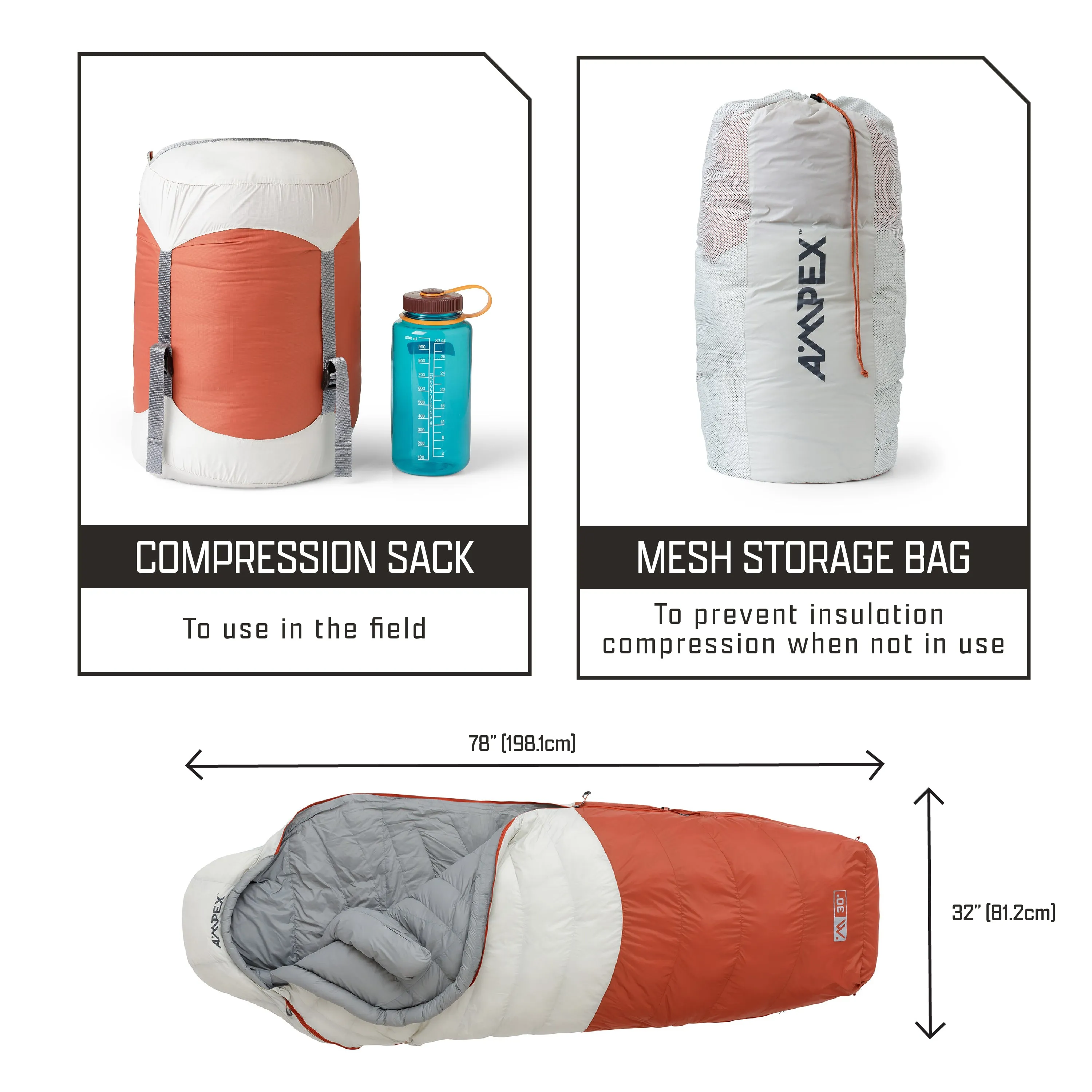 Synthetic Down Sleeping Bag 30°F Hybrid Shape (Regular Size)