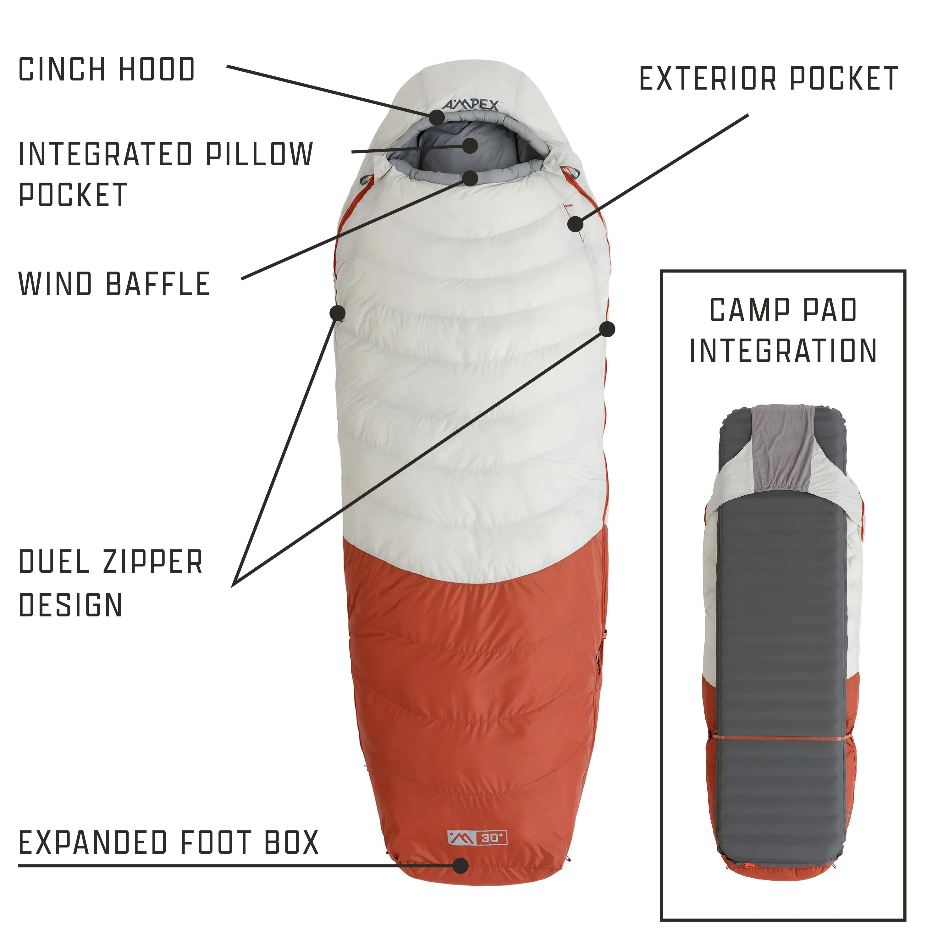 Synthetic Down Sleeping Bag 30°F Hybrid Shape (Regular Size)