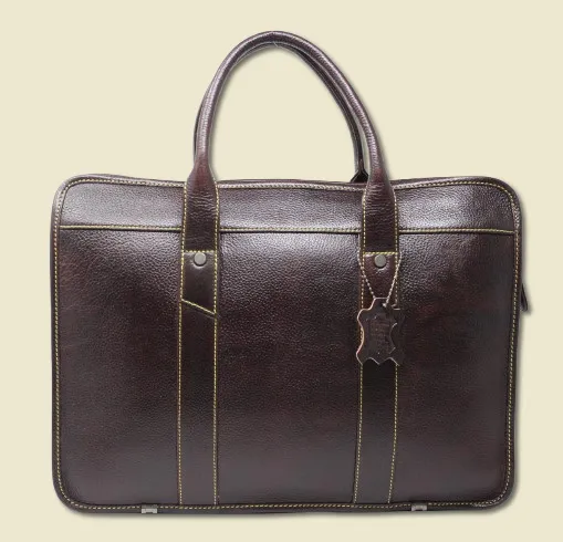 Taha Boxy Brown Genuine Leather Laptop Bag