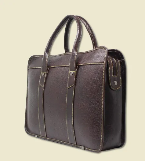 Taha Boxy Brown Genuine Leather Laptop Bag