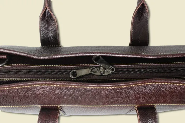 Taha Boxy Brown Genuine Leather Laptop Bag